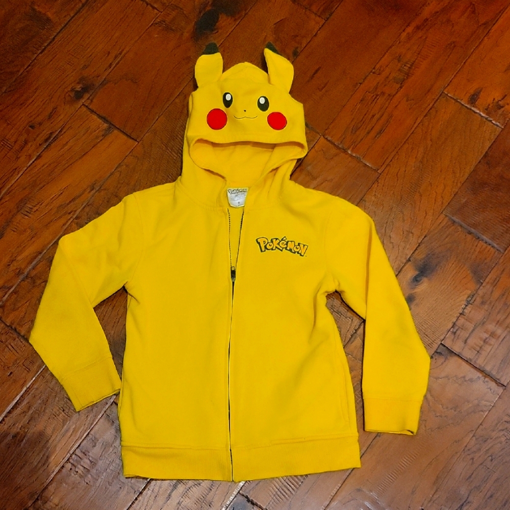 Kids Nintendo Pokemon Hoodie With  face and ears of Pikachu
